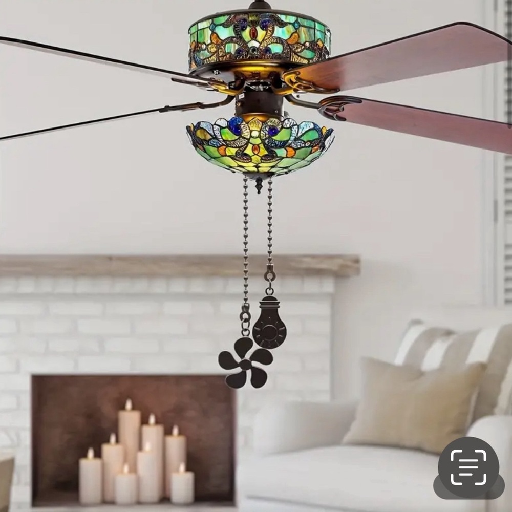 Decorative Fun Fan Light Pull Chains. One for the fan & one for the light